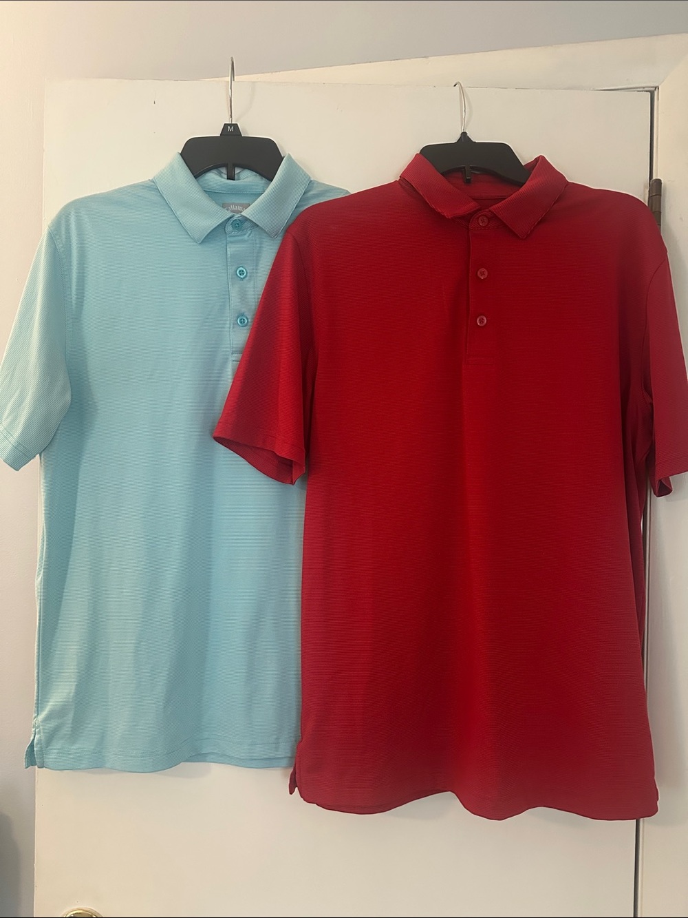 Callaway Red and Light Blue Polo Shirt Duo Size Medium